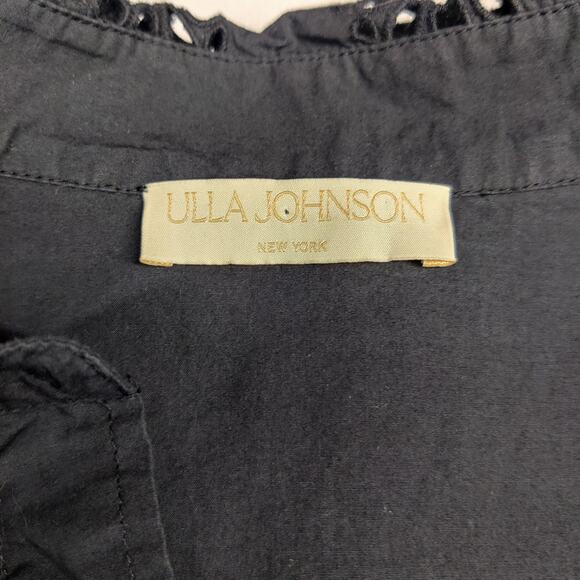 Ulla Johnson Gemma Broderie Anglaise Eyelet Cotton Poplin Shirt Dress Black 8/10 - Picture 11 of 14